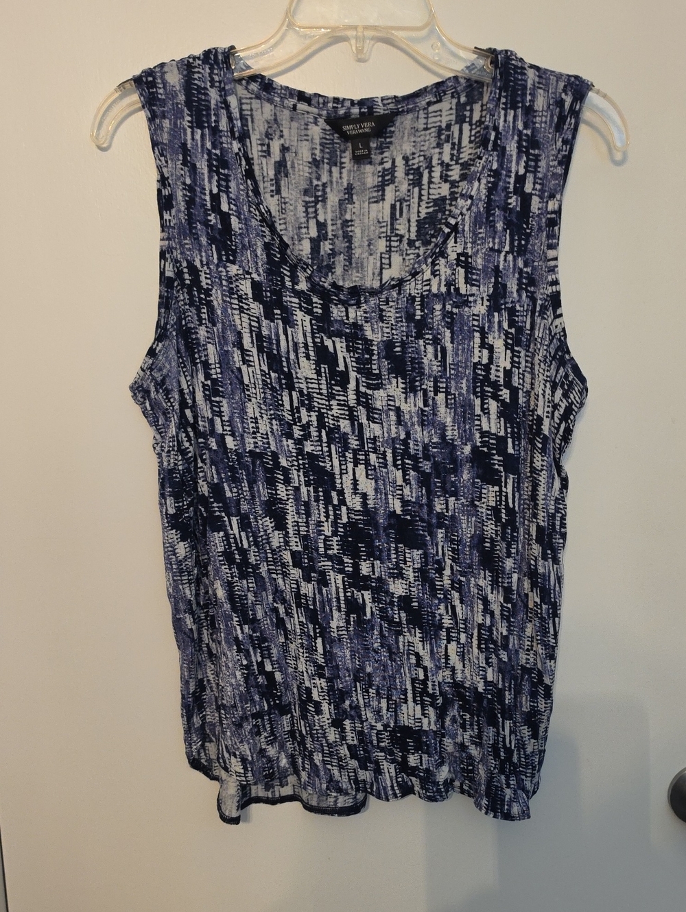 Simply Vera Vera Wang Navy and White Abstract Print Sleeveless Tank